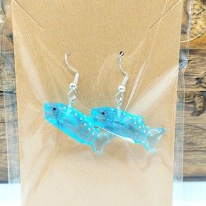 3D Blue Whale Earrings